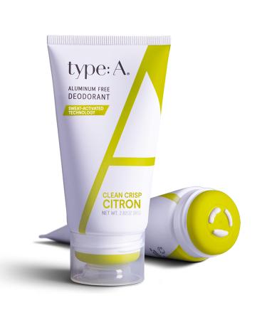 Type:A Natural Deodorant For Women | Crisp Citron - Aluminum Free Deodorant with Coconut and Aloe  Safe For Sensitive Skin | The Visionary - 2.8oz Dry Touch Cream Deodorant