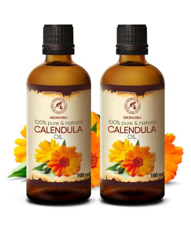 Calendula Oil 200ml - Pure Calendula Officinalis for Face Hair Skin & Nails - Natural Body Care & Massage - 2x100ml Pack - Buy Online on GoSupps.com