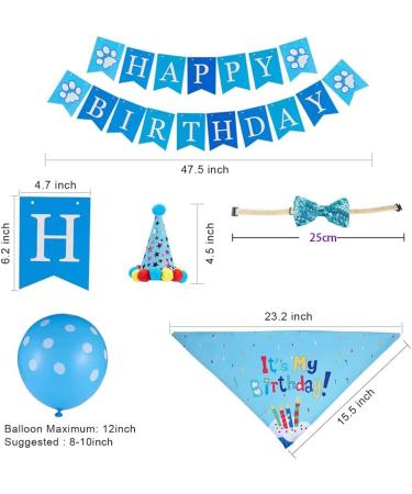 Dog Birthday Bandana Hat Banner Set - Premium Blue Dog Party Accessories for Boys & Girls - Buy Online on GoSupps.com