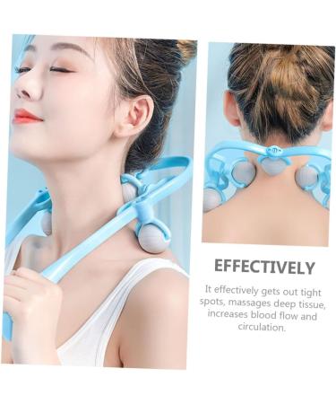 Lurrose 5-Ball Neck Massage Roller - Cervical Vertebrae Relief Device Self-Massage TPR Sky Blue 33x17cm - Shop Internationally - Buy Online on GoSupps.com