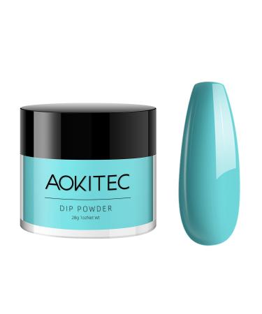 Dipping powder nails set dipping nail powder aokitec fashion dip powder nail dipping powder French nail art starter manicure for salon diy & home nail powder mirror powder-28g sky blue