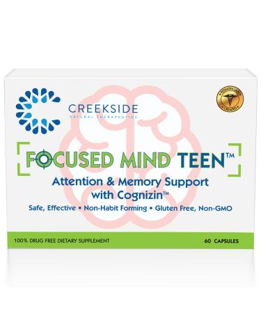 Creekside Natural Therapeutics Focused Mind Teen, Focus and Memory Support for Teens with Lion's Mane Mushroom, Pediatrician Formulated, Stimulant Free Attention Support, Vegan, 60 Capsules