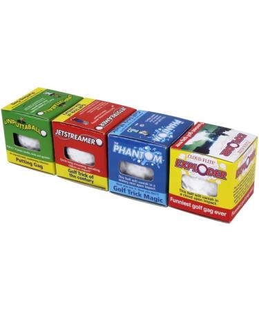 Exploding Golf Balls 4 Pack - Gag Gift Set with Smoke, Water, Ribbon & Surprise Effects - Buy Online on GoSupps.com