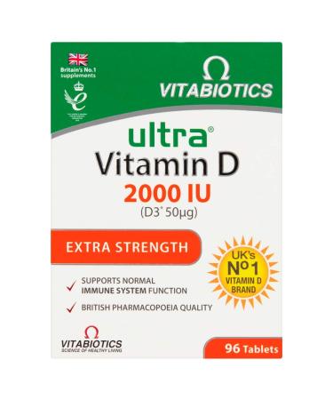 Vitabiotics Ultra Vitamin D Tablets 2000IU Extra Strength - 96 Count ( Pack of 1) 96 Count (Pack of 1)