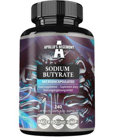 Sodium Butyrate High Dose 570 mg (30% Butyric Acid) 240 Vegan Capsules 8 Month Supply Sodium Supplement to Support Intestinal Barrier Regeneration and Overal Gut Health - by Apollo's Hegemony