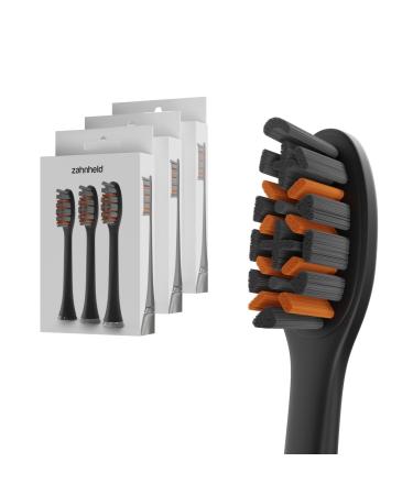 Zahnheld brush head Pro X-Clean |Medium -hard alternating heads for Gero Schallzahnbrush |Effective cleaning 9 pieces (1 -pack) black