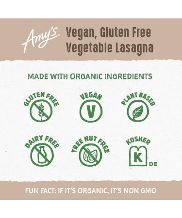 Amy's Vegan Gluten Free Vegetable Lasagna - Organic Veggies, Vegan Cheeze - 9 oz - Buy Online on GoSupps.com