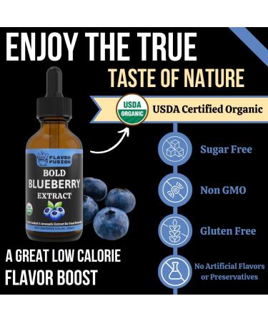 FLAVOR FUSION Organic Blueberry Extract | Sweet & Deep Berry Flavor | 2 Oz Glass Bottle | Pure Natural Non-GMO | Ideal for Baking Desserts Beverages - Buy Online on GoSupps.com