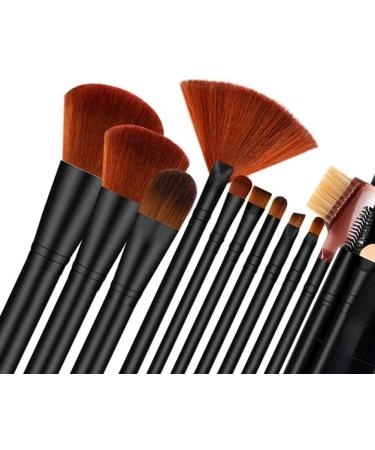 Professional 12 pc Makeup Brush Set - Flat Foundation Blush Eyeliner & Eyeshadow Brushes with Holder for Flawless Application | International Shipping Available - Buy Online on GoSupps.com