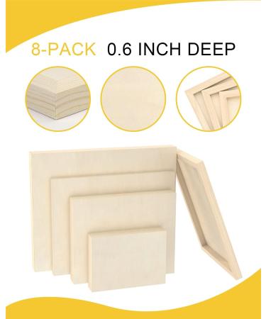 Pllieay 8Pack Wood Canvas Board Set - 4 Sizes Unfinished Cradled Painting Panels for Pouring Art Crafts - 5x7, 8x10, 9x12, 11x14 - Buy Online on GoSupps.com