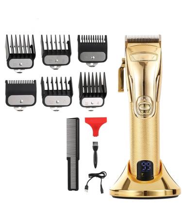 Pro Hair Clipper Professional Hair Clipper for Barber Hair Trimmer for Men Personal Care Shaver LCD Rechargeable Electric Clippers Hair Salon(Color:Gold)