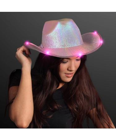 Light Up Iridescent Pink Space Cowgirl Hat with Pink LEDs - Buy Online on GoSupps.com