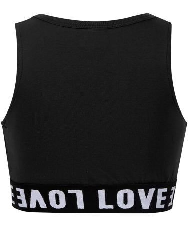 Freebily Girls Stretchy Sports Bra Dance Crop Top Black Love 8-10 - Buy Online on GoSupps.com
