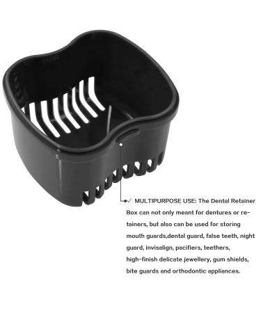 Denture Brush & Case for Travel | Denture Holder with Basket â€“ Mouth Guard & Retainer Container (Black) - Buy Online on GoSupps.com