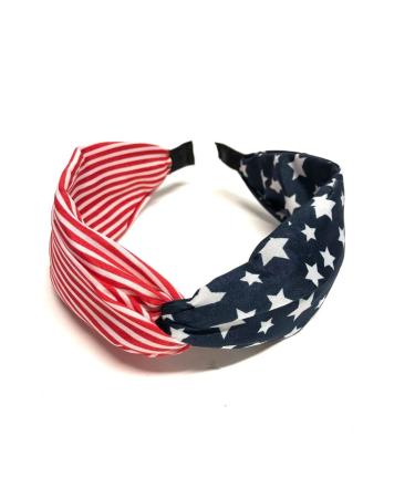Patriotic USA Red White and Blue Stars and Stripes Flag Knotted Headband
