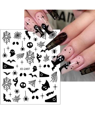 6 Sheet Halloween Nail Stickers - Spider Web Spooky Designs 3D Self-Adhesive Nail Decals for Halloween Decoration - Buy Online on GoSupps.com
