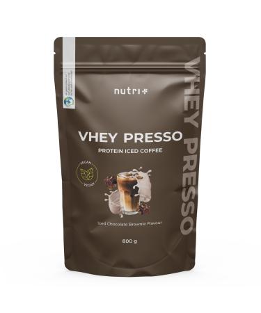 Nutri + Protein Iced Coffee Chocolate Brownie - Vheypresso protein coffee with caffeine 800 g - lactose + gluten free chocolate powder - ideal for muscle building