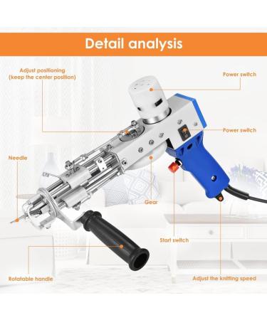 TOPQSC Tufting Gun 2 in 1 Cut Pile Loop Pile - Blue | Rug Making Machine Kit for Weaving Flocking Rug - Buy Online on GoSupps.com