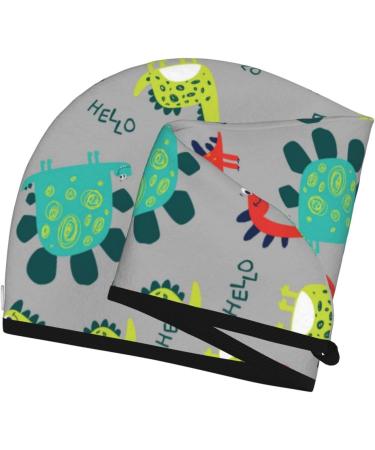 Cute Dinosaur Microfiber Hair Towel | Super Absorbent Coral Velvet Wrap for Long Curly Thick Hair - Quick Dry Hair Cap for Women - Buy Online on GoSupps.com