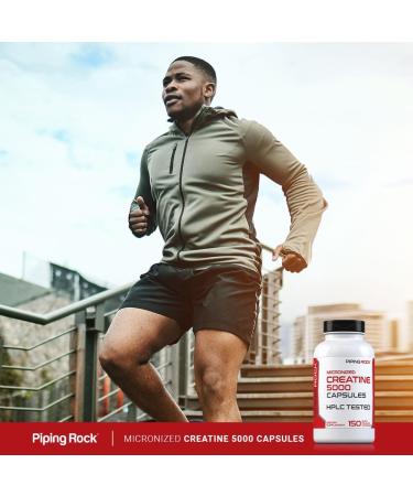 Piping Rock Creatine Monohydrate Capsules - 5g Micronized Pills | Non-GMO & Gluten Free Supplement for Enhanced Performance - Buy Online on GoSupps.com