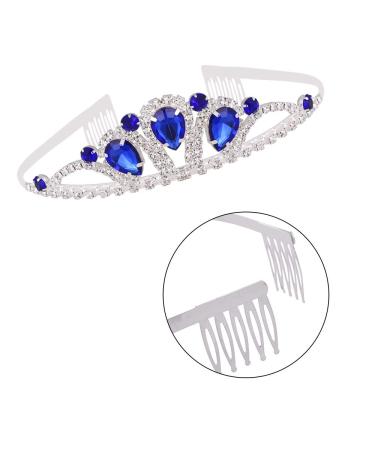 Blue Princess Tiara Crown Headband for Women & Girls - Ideal for Bridal Wedding, Prom, Birthday Party - Buy Online on GoSupps.com