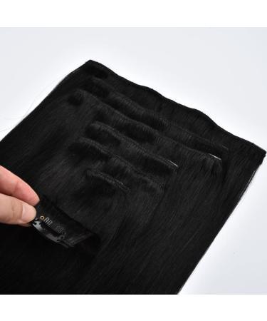 Remy Clip-in Human Hair Extensions - 7pcs Full Head 120g Straight for Women (#1 14) - Premium Quality Hair Clips - Buy Online on GoSupps.com