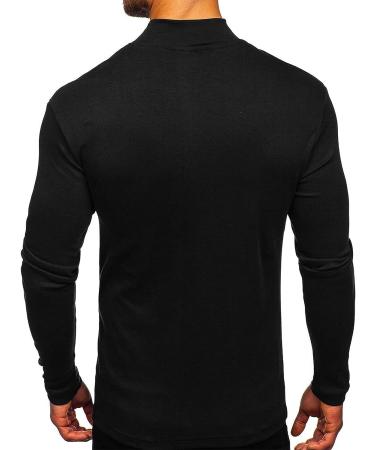 Rela Bota Men's Half Turtleneck Long Sleeve Pullover Sweater - Black | Slim Fit Undershirt for Men - Buy Online on GoSupps.com