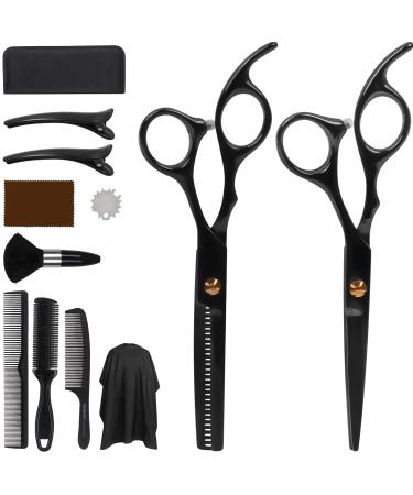 Anjeey 12 PCs Hairscher Set Professional Haircase harness kit with stainless steel one -sided effects hairdressing clip comb and clips hairdressing scissors set for men women and children
