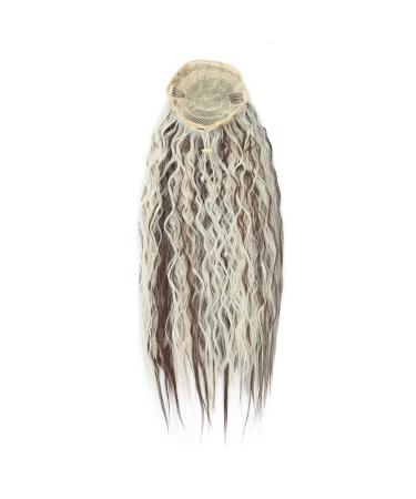 18 Inch Long Curly Ponytail Extension Corn Wavy Drawstring Ponytail Hair Extensions Hair Pieces for Women Sandy blonde & bleach blonde