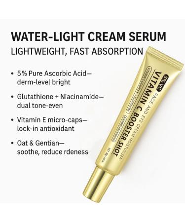 2PCS Vitamin C Booster Serum Brightens Skin Tone Vitamin C Shot Serum with Glutathione Niacinamide and Vitamin E for Glow Skin 30g - Buy Online on GoSupps.com