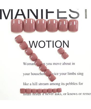 Handcess Shiny Pink Artificial Toenails - Short Square Full Cover Nail Tips for Women & Girls - International Shipping Available - Buy Online on GoSupps.com