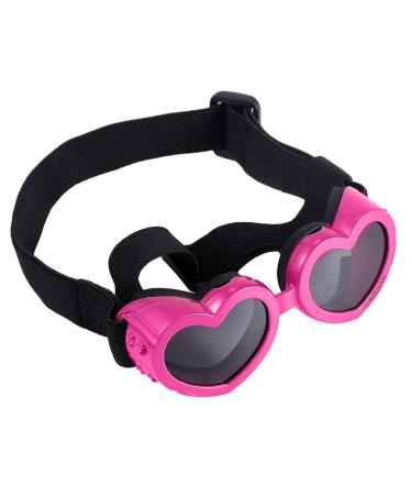 KINBOM Sunglasses for Small Dogs Dog Windproof Glasses Adjustable High-Elastic Heart Shape Goggles Dog Sunglasses Sun-Proof Waterproof Dustproof Pet Glasses Dog Eyewear Protection Pink