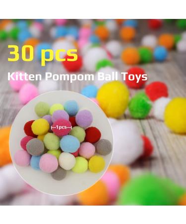 FUPUSUN 30pcs Soft Cat Toy Balls for Indoor Cats - Interactive and Quiet Pom Pom Toys for Kittens - 3CM Diameter - Buy Online on GoSupps.com
