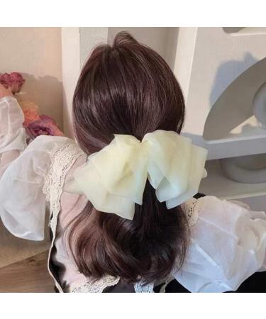 SHTGOI Women's Hair Bows Clip Chiffon Tulle Bows Hair Clips Bow Hair Clip Plain Hair Pins Vintage Elegant French Barrettes Hair Styling Accessories White - Buy Online on GoSupps.com