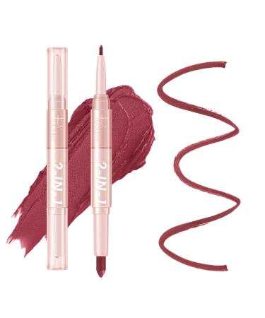 2-in-1Matte Lip Liner Pencil Red Lipstick Set Matte Velvet Cream Lip Liner Pen Double-ended Longwear and Pigmented Lip Pencil with Jojoba Oil   Waterproof No Smudge Lip Crayon for Women Non Fading Non-stick Cup Lip Liner...