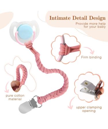 Maveek Baby Pacifier Clips - Handmade Braided Cotton Straps for Boys and Girls | 6pcs Set for Infant Newborn | Modern Unisex Binky Leash for Teething Toys - Buy Online on GoSupps.com