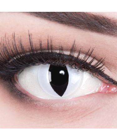 Funnylens 1 pair of colored white crazy fun Viper contact lenses with strength -5.50 + container of funnylens perfect for Halloween carnival carnival or carnival.