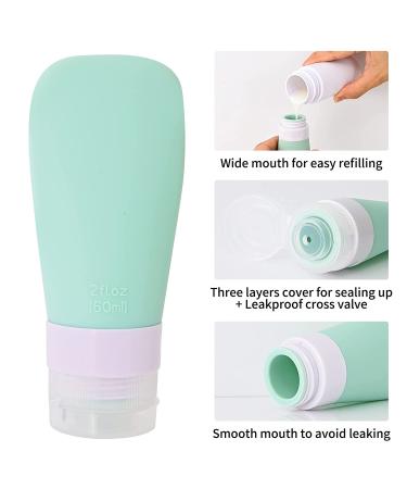 Leak Proof Silicone Travel Bottles Set - 4 Pack 2oz Squeezable Toiletry Containers for Shampoo, Lotion, Soap - Refillable & Portable - Buy Online on GoSupps.com