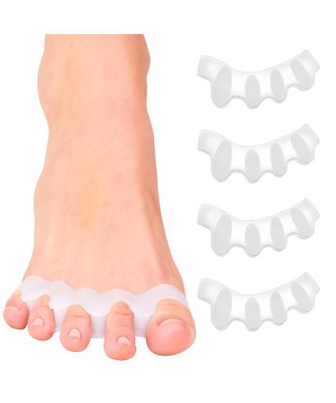 Silicone Toe Separators for Women Men to Correct Bunion/Restore Toes to Their Original Shape/Hammertoe Straighteners Toe Spacers Toe Straightener Toe Stretcher Big Toe Correctors-White