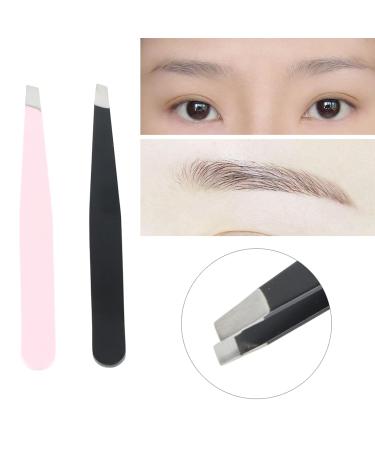 2-Part Stainless Steel Eyebrow Tweezers Set for Easy Facial Hair Removal | Labor-Saving Makeup Beauty Tool - Buy Online on GoSupps.com