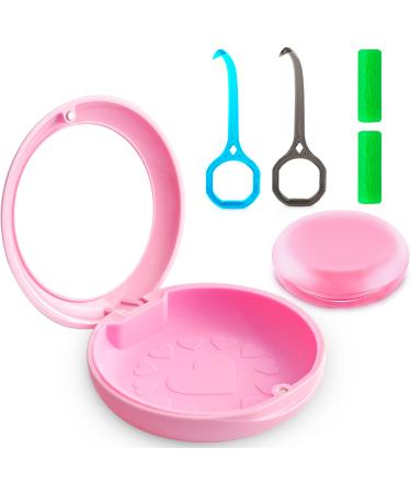 Wenge 2 Aligner Removal Tool Retainer Case Retainer Holder with Mirror (Pink) 2 Aligner Trays Chewies For Disassembly Of Oral Care pink case