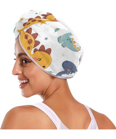 Cute Dinosaur Hair Towel 2 Pack - Super Absorbent Quick Dry Hair Turbans for Women & Girls - Buy Online on GoSupps.com