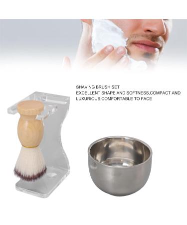 3-Part Men's Shaving Brush Set | Acrylic Holder & Nylon Bristle Care Kit for Wet Shaving - Buy Online on GoSupps.com