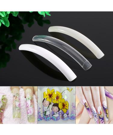 10Pcs Extra Long Beige Half Cover Artificial Fingernails Tips - Nail Art Design for Salon & DIY Manicure - Buy Online on GoSupps.com