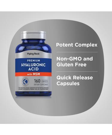 Piping Rock Hyaluronic Acid Supplement | 100mg | 160 Capsules | with MSM for Women and Men | Non-GMO Gluten Free - Buy Online on GoSupps.com