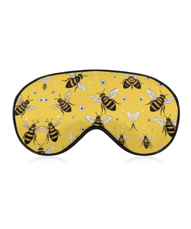 Cute Bees Printed Eye Mask Soft Blindfold Eyeshade Cover with Adjustable Strap for Travel Sleeping