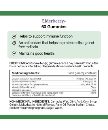 Nature's Bounty Elderberry Gummies with Vitamin C Vitamin D and Zinc Helps to support immune function 60 Gummies - Buy Online on GoSupps.com