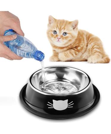 Domi Pro Non-Slip Stainless Steel Cat Bowls Set in Gray & Black - Ideal for Food and Water - Kitten Friendly (Black) - Buy Online on GoSupps.com