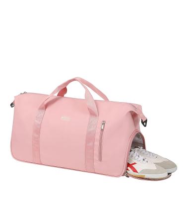 HOKEMP Gym Bag For Women Men Sport Duffel Bag with Shoes Compartment, Swim Bag Travel Tote Luggage Shoulder Bag Pink A - XL Size - With Shoe Compartment