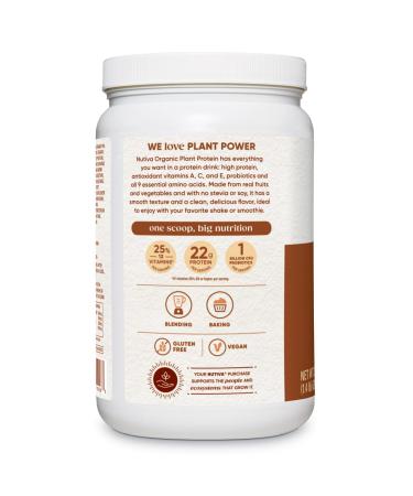 Nutiva Organic Chocolate Plant Protein Smoothie â€“ 22g Protein, Vegan, Non-GMO, Paleo, Gluten-Free, 1.4 lb - Buy Online on GoSupps.com
